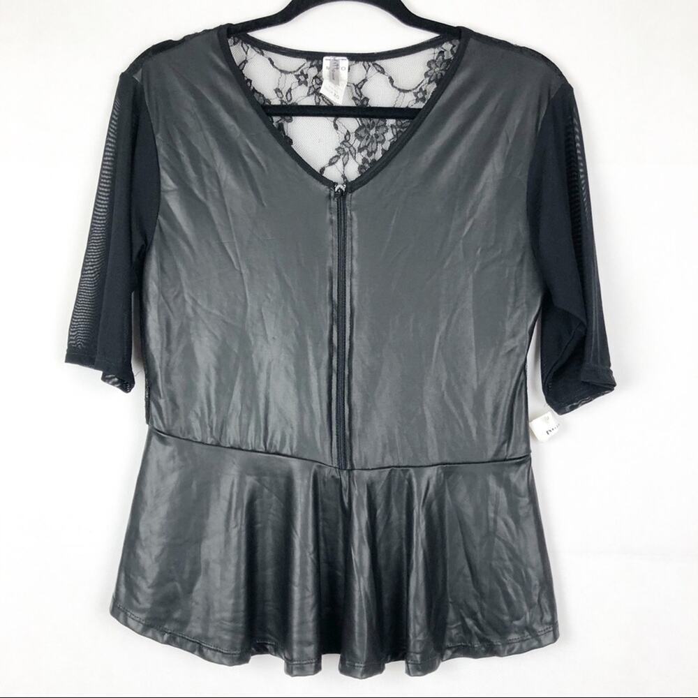 Mitto Zip Lace Coated Ruffle Top Size XL Fairygoth Whimsygoth Witchy Gothcore